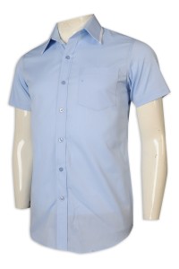 R308 訂做恤衫 男裝 短袖 淨色 上班服 65%棉 35%聚酯纖維 撞色 領位設計 恤衫專門店